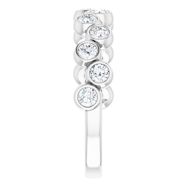 14K Gold Round Natural Diamond Bezel-Set Ring – 2.5mm Stones - White Gold - view 9