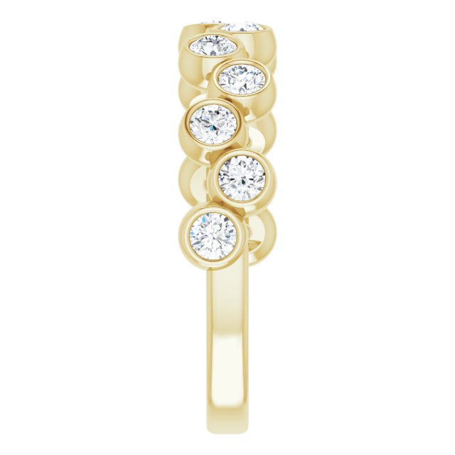 14K Gold Round Natural Diamond Bezel-Set Ring – 2.5mm Stones - Yellow Gold - view 9