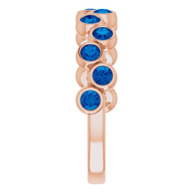 14K Gold Round Lab-Grown Blue Sapphire Bezel-Set Ring - Rose Gold - view 9