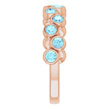 14K Gold Round Natural Aquamarine Bezel-Set Ring – 2.5mm Stones - Rose Gold - view 9