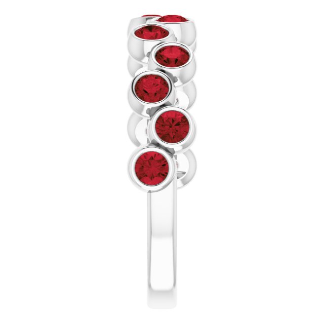 Platinum Round Natural Mozambique Garnet Bezel-Set Ring – 2.5mm Stones - view 9