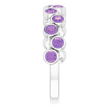 14K Gold Round Natural Amethyst Bezel-Set Ring – 2.5mm Stones - White Gold - view 9