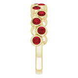 14K Gold Round Natural Mozambique Garnet Bezel-Set Ring – 2.5mm Stones - Yellow Gold - view 9