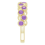 14K Gold Round Natural Amethyst Bezel-Set Ring – 2.5mm Stones - Yellow Gold - view 9