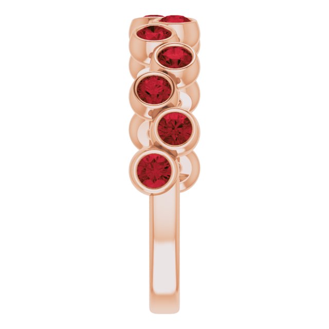 14K Gold Round Natural Mozambique Garnet Bezel-Set Ring – 2.5mm Stones - Rose Gold - view 9