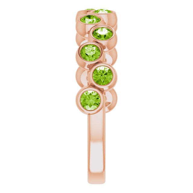 14K Gold Round Natural Peridot Bezel-Set Ring – 2.5mm Stones - Rose Gold - view 9