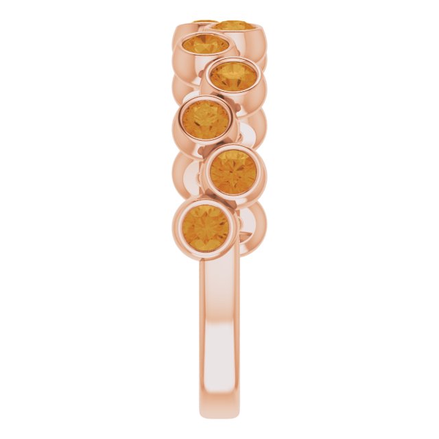 14K Gold Round Natural Citrine Bezel-Set Ring – 2.5mm Stones - Rose Gold - view 9