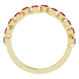 14K Gold Round Natural Ruby Bezel-Set Ring – 2.5mm Stones - Yellow Gold - view 7