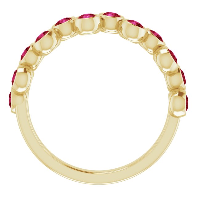 14K Gold Round Natural Ruby Bezel-Set Ring – 2.5mm Stones - Yellow Gold - view 7