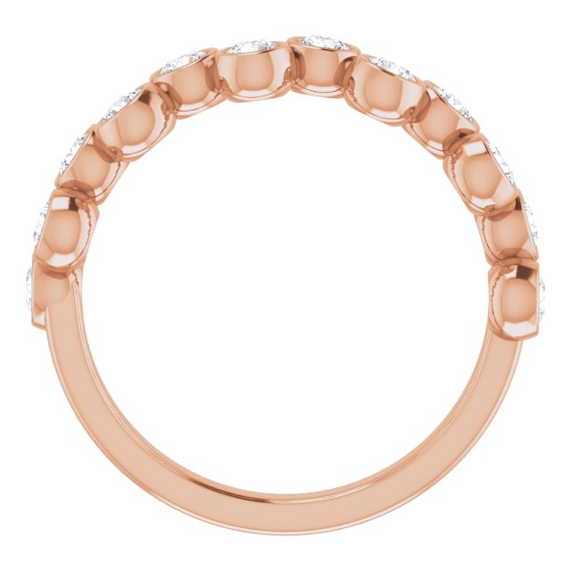 14K Gold Round Natural Diamond Bezel-Set Ring – 2.5mm Stones - Rose Gold - view 7