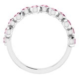 14K Gold Round Natural Pink Tourmaline Bezel-Set Ring – 2.5mm Stones - White Gold - view 7