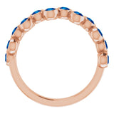 14K Gold Round Lab-Grown Blue Sapphire Bezel-Set Ring - Rose Gold - view 7