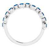 14K Gold Round Lab-Grown Blue Sapphire Bezel-Set Ring - White Gold - view 7