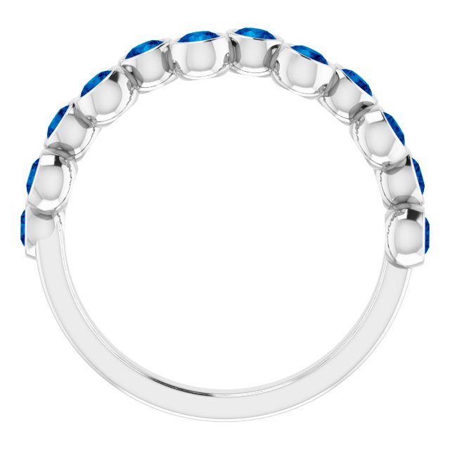14K Gold Round Lab-Grown Blue Sapphire Bezel-Set Ring - White Gold - view 7