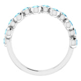 Platinum Round Natural Aquamarine Bezel-Set Ring – 2.5mm Stones - view 7