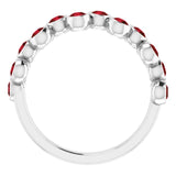 Platinum Round Natural Mozambique Garnet Bezel-Set Ring – 2.5mm Stones - view 7