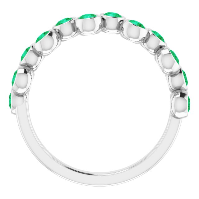 Platinum Round Natural Emerald Bezel-Set Ring – 2.5mm Stones - view 7