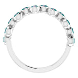 14K Gold Round Natural Alexandrite Bezel-Set Ring – 2.5mm Stones - White Gold - view 8