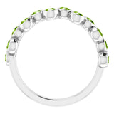 Platinum Round Natural Peridot Bezel-Set Ring – 2.5mm Stones - view 7