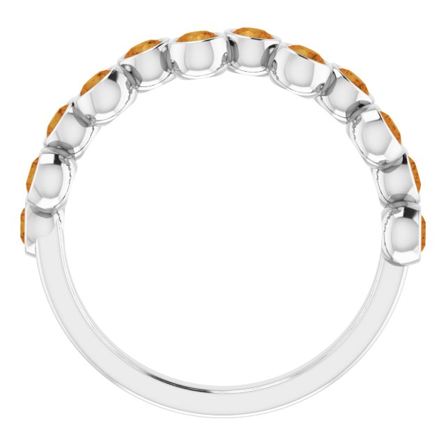 14K Gold Round Natural Citrine Bezel-Set Ring – 2.5mm Stones - White Gold - view 7