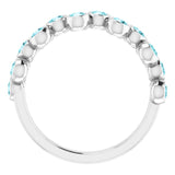 14K Gold Round Natural Blue Zircon Bezel-Set Ring – 2.5mm Stones - White Gold - view 7