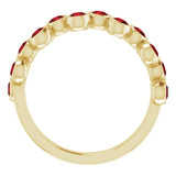14K Gold Round Natural Mozambique Garnet Bezel-Set Ring – 2.5mm Stones - Yellow Gold - view 7