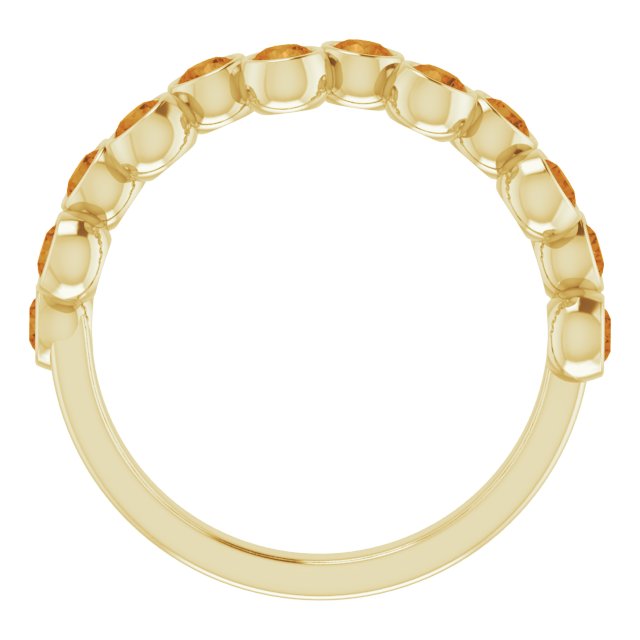 14K Gold Round Natural Citrine Bezel-Set Ring – 2.5mm Stones - Yellow Gold - view 7