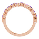 14K Gold Round Natural Amethyst Bezel-Set Ring – 2.5mm Stones - Rose Gold - view 7