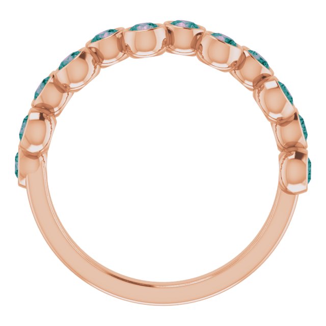 14K Gold Round Lab-Grown Alexandrite Bezel-Set Ring - Rose Gold - view 8