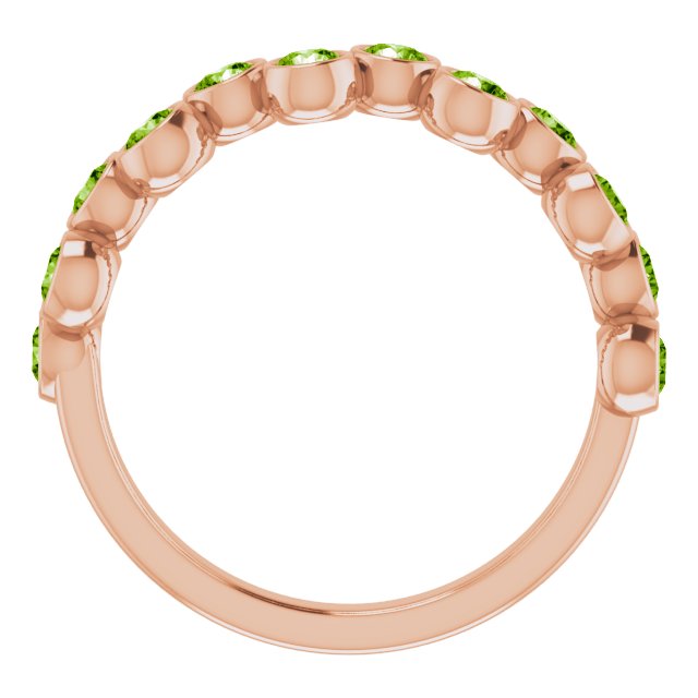 14K Gold Round Natural Peridot Bezel-Set Ring – 2.5mm Stones - Rose Gold - view 7