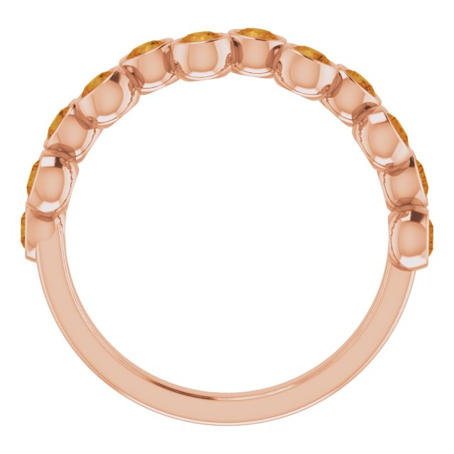 14K Gold Round Natural Citrine Bezel-Set Ring – 2.5mm Stones - Rose Gold - view 7