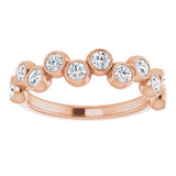 14K Gold Round Natural Diamond Bezel-Set Ring – 2.5mm Stones - Rose Gold - view 8