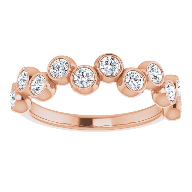 14K Gold Round Natural Diamond Bezel-Set Ring – 2.5mm Stones - Rose Gold - view 8