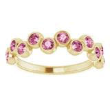 14K Gold Round Natural Pink Tourmaline Bezel-Set Ring – 2.5mm Stones - Yellow Gold - view 8