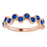 14K Gold Round Lab-Grown Blue Sapphire Bezel-Set Ring - Rose Gold - view 8