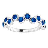14K Gold Round Natural Blue Sapphire Bezel-Set Ring – 2.5mm Stones - White Gold - view 8