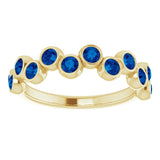 14K Gold Round Natural Blue Sapphire Bezel-Set Ring – 2.5mm Stones - Yellow Gold - view 8