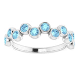 Platinum Round Natural Aquamarine Bezel-Set Ring – 2.5mm Stones - view 8