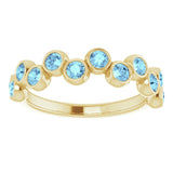 14K Gold Round Natural Aquamarine Bezel-Set Ring – 2.5mm Stones - Yellow Gold - view 8