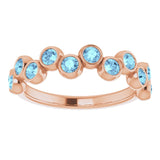 14K Gold Round Natural Aquamarine Bezel-Set Ring – 2.5mm Stones - Rose Gold - view 8