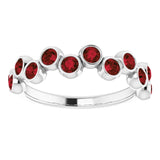 Platinum Round Natural Mozambique Garnet Bezel-Set Ring – 2.5mm Stones - view 8