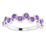 14K Gold Round Natural Amethyst Bezel-Set Ring – 2.5mm Stones - White Gold - view 8