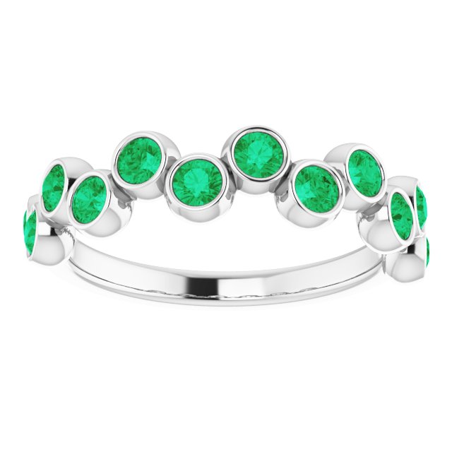 Platinum Round Lab-Grown Emerald Bezel-Set Ring – 2.5mm Stones - view 8