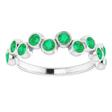 14K Gold Round Natural Emerald Bezel-Set Ring – 2.5mm Stones - White Gold - view 8