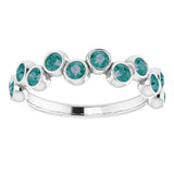 14K Gold Round Natural Alexandrite Bezel-Set Ring – 2.5mm Stones - White Gold - view 10