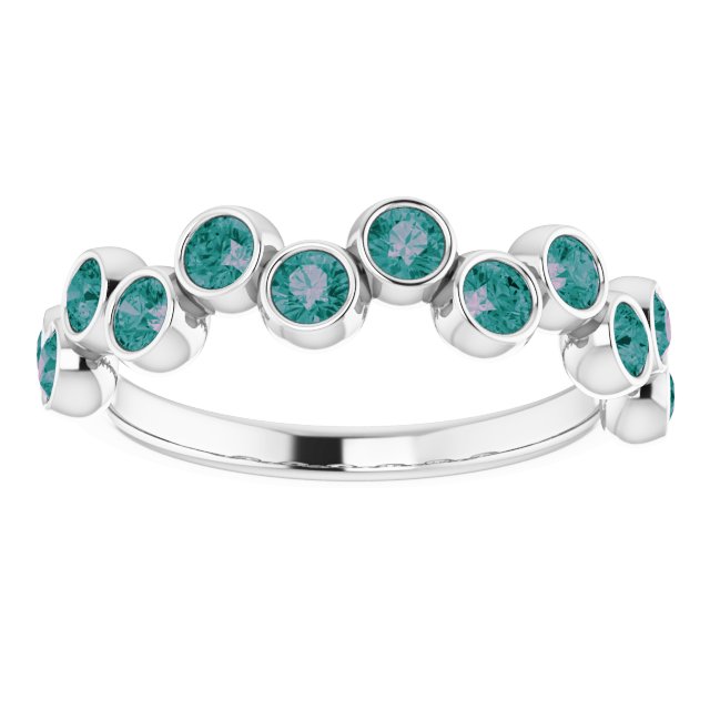 14K Gold Round Lab-Grown Alexandrite Bezel-Set Ring - White Gold - view 10