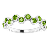Platinum Round Natural Peridot Bezel-Set Ring – 2.5mm Stones - view 8