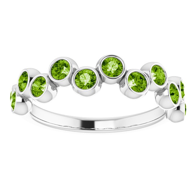 Platinum Round Natural Peridot Bezel-Set Ring – 2.5mm Stones - view 8