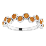 Platinum Round Natural Citrine Bezel-Set Ring – 2.5mm Stones - view 8