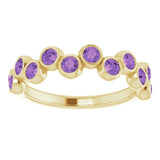 14K Gold Round Natural Amethyst Bezel-Set Ring – 2.5mm Stones - Yellow Gold - view 8